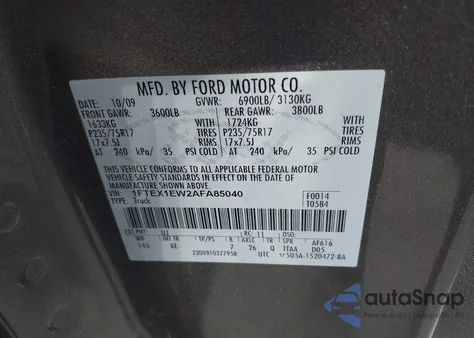 2010 Ford F-150 Xl из США, поврежденный, VIN 1FTEX1EW2AFA85040